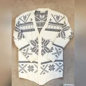 Open Style Blanket Cardigan, Snowflake Pattern